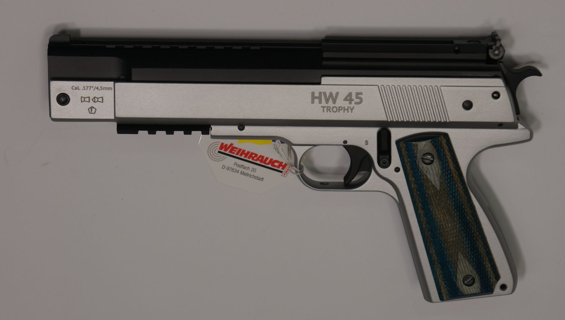 Luftpistole Weihrauch HW 45 SILVER TROPHY Kaliber 4,5mm Luftpistole Weihrauch HW 45 SILVER TROPHY Kaliber 4,5mm